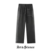 Back view of premium dark grey casual drawstring trousers from Art and Science showing the high-quality fabric texture and comfortable relaxed fit silhouette.