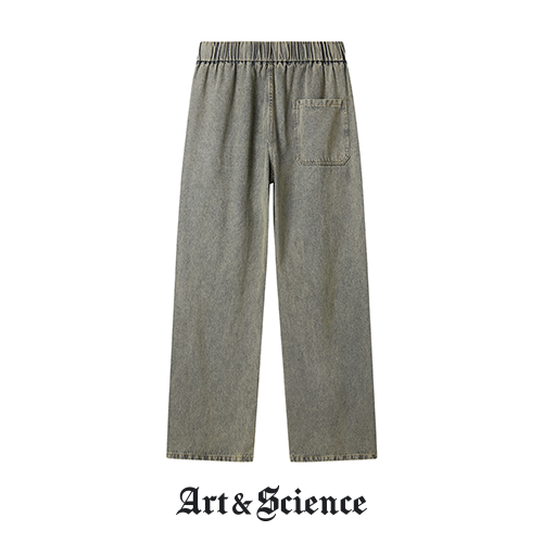 Back view of light blue distressed denim jeans from Art and Science, showcasing the authentic vintage wash and high-quality denim construction for lasting style.