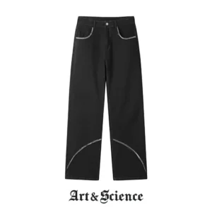 Black Denim Arc Pants