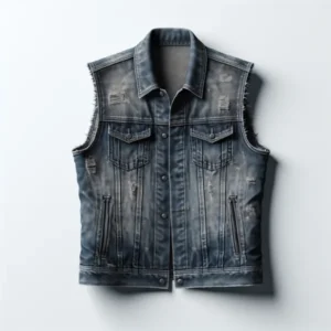 Distressed Biker Denim Vest