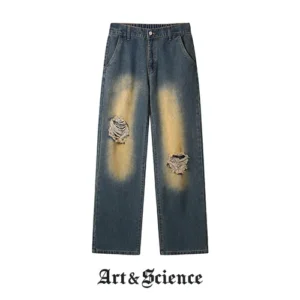 Washed grey technical denim cargo pants front